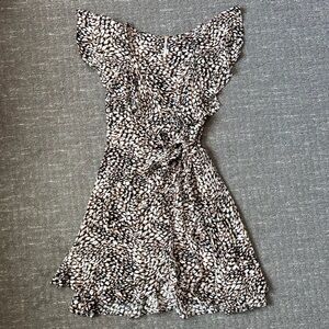 Free People Animal Print Ruffle Wrap Dress Size Medium